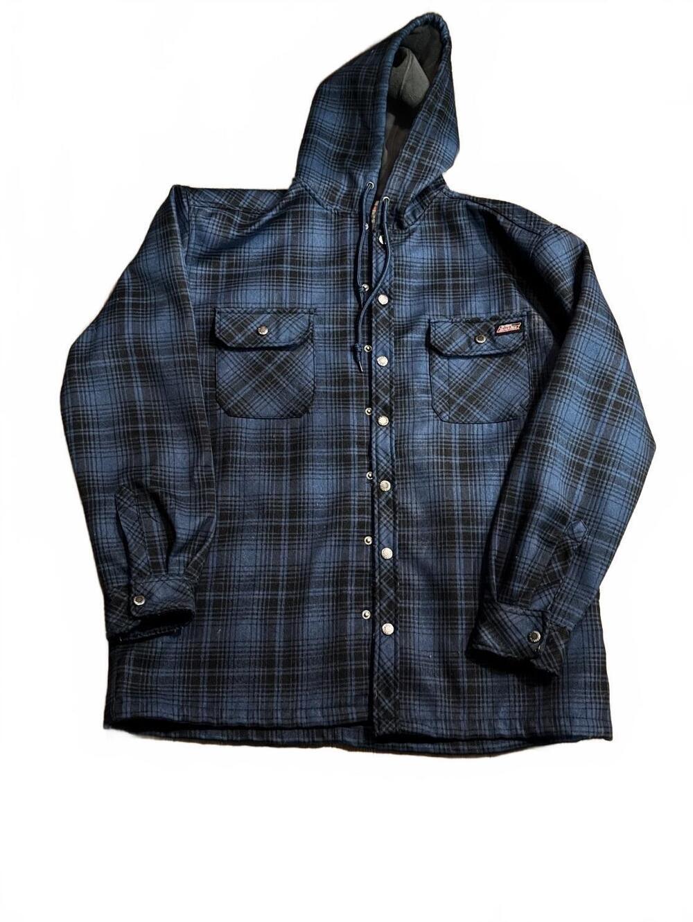 Dickies Men's Hooded Plaid Jacket with Fleece Lining, Size Large